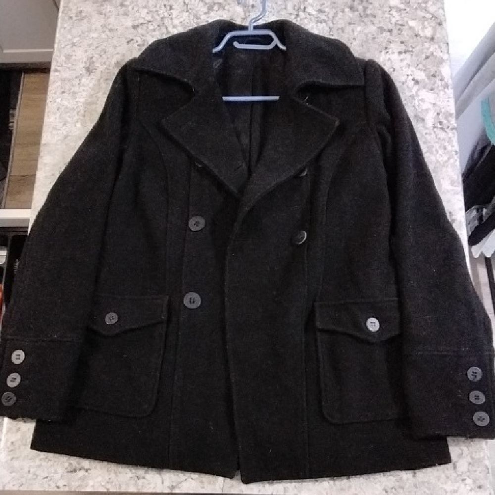 Reitmans Women's Black Double-Breasted Pea Coat